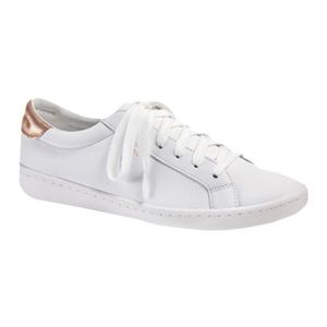Keds Ace Leather Sneakers in White/Rose Gold